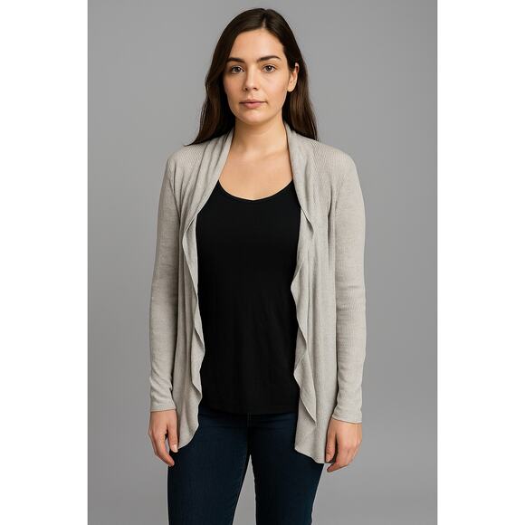 A New Day S Gray Open Front Cardigan Sweater Viscose Nylon Modal - Picture 1 of 7